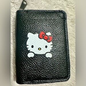 NewHello Kitty Black Card Holder Wallet Zip Around Case
